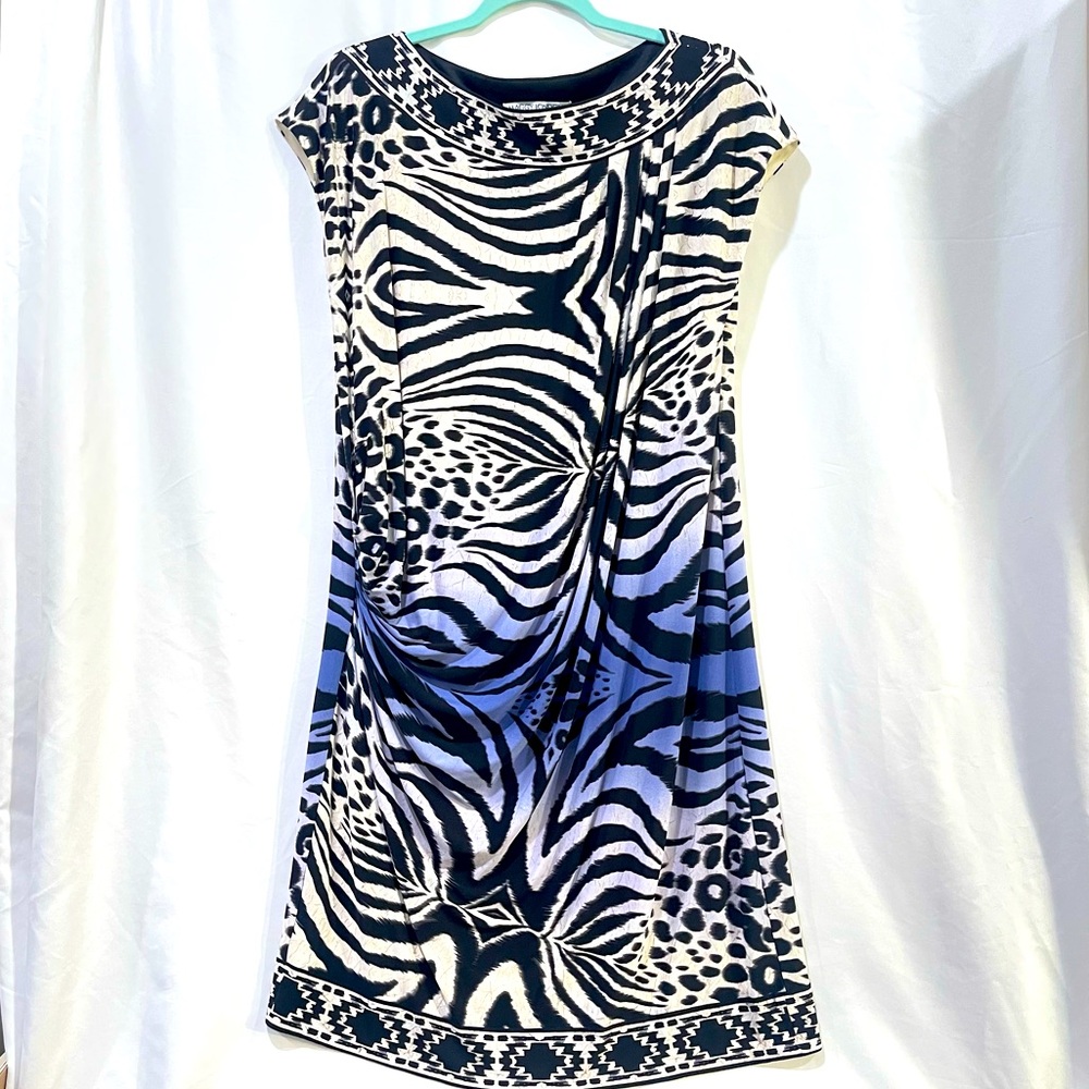 Maggy London Lined Black and White Zebra Patterned Dress Size 16 NWT
